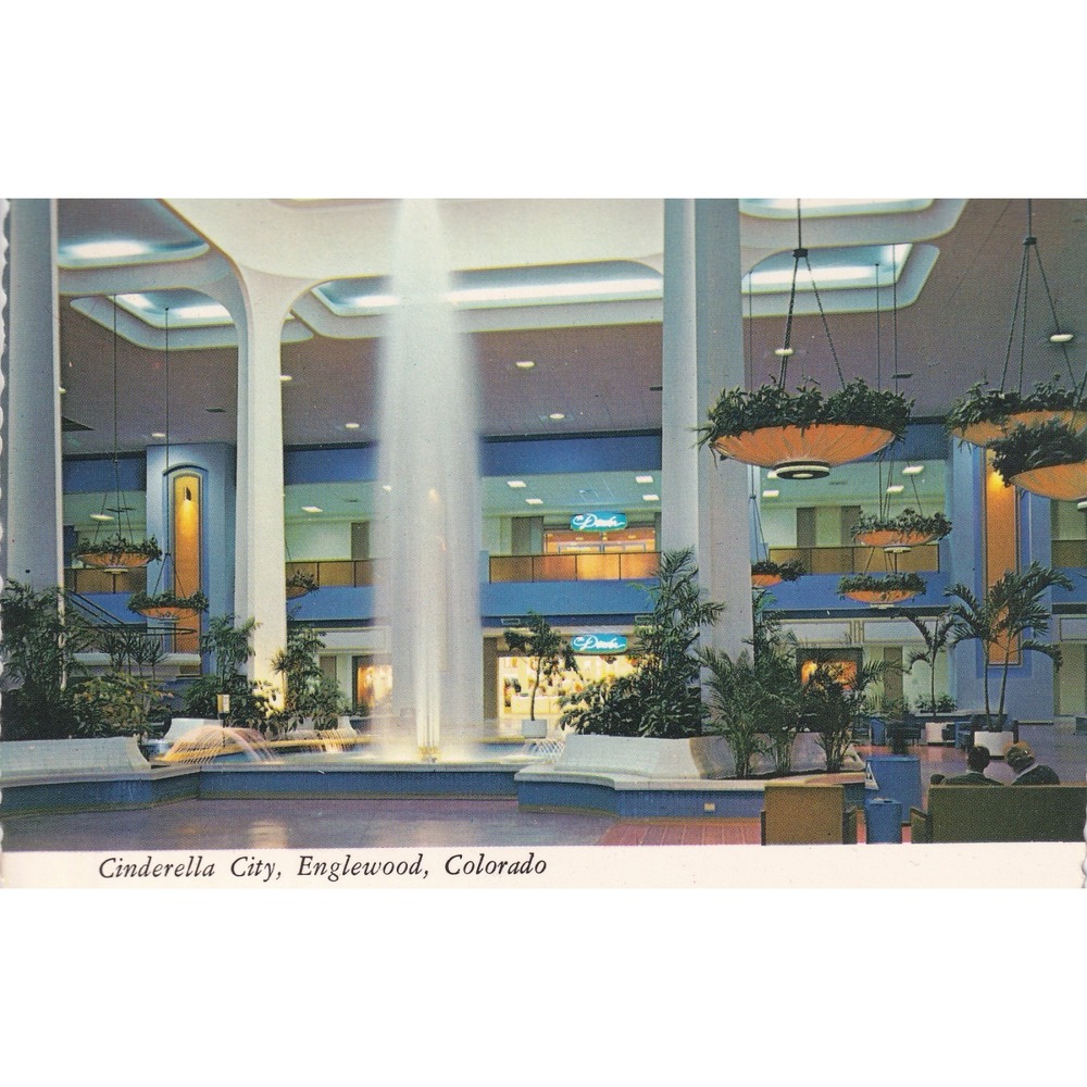 Cinderella City Englewood Colorado Fountain Postcard MCM Retro Space Age